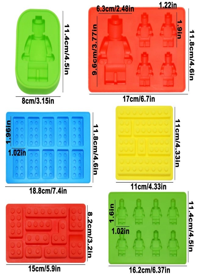 Yedadone 6 Pieces Building Brick Candy Mold Robots Silicone Fondant Mold Building Block Chocolate Silicone Mold for Ice Chocolate Candy Cake Making - Image 2