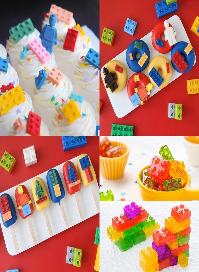 Yedadone 6 Pieces Building Brick Candy Mold Robots Silicone Fondant Mold Building Block Chocolate Silicone Mold for Ice Chocolate Candy Cake Making - Image 5