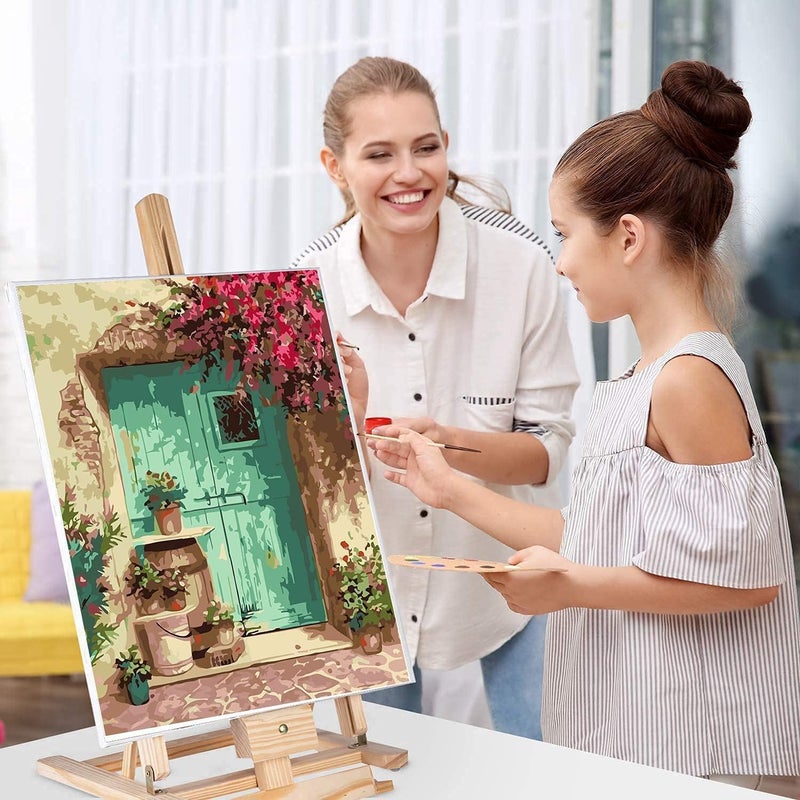 الرسم بالأرقام للبالغين والأطفال والمبتدئين، الرسم بالأرقام على القماش، الرسم بالأرقام للبالغين بنفسك، مجموعات الرسم بالأكريليك بنفسك، فنون وحرف الرسم الزيتي للباب الأزرق لديكور الجدران المنزلية، 16 × 20 بوصة - Image 3