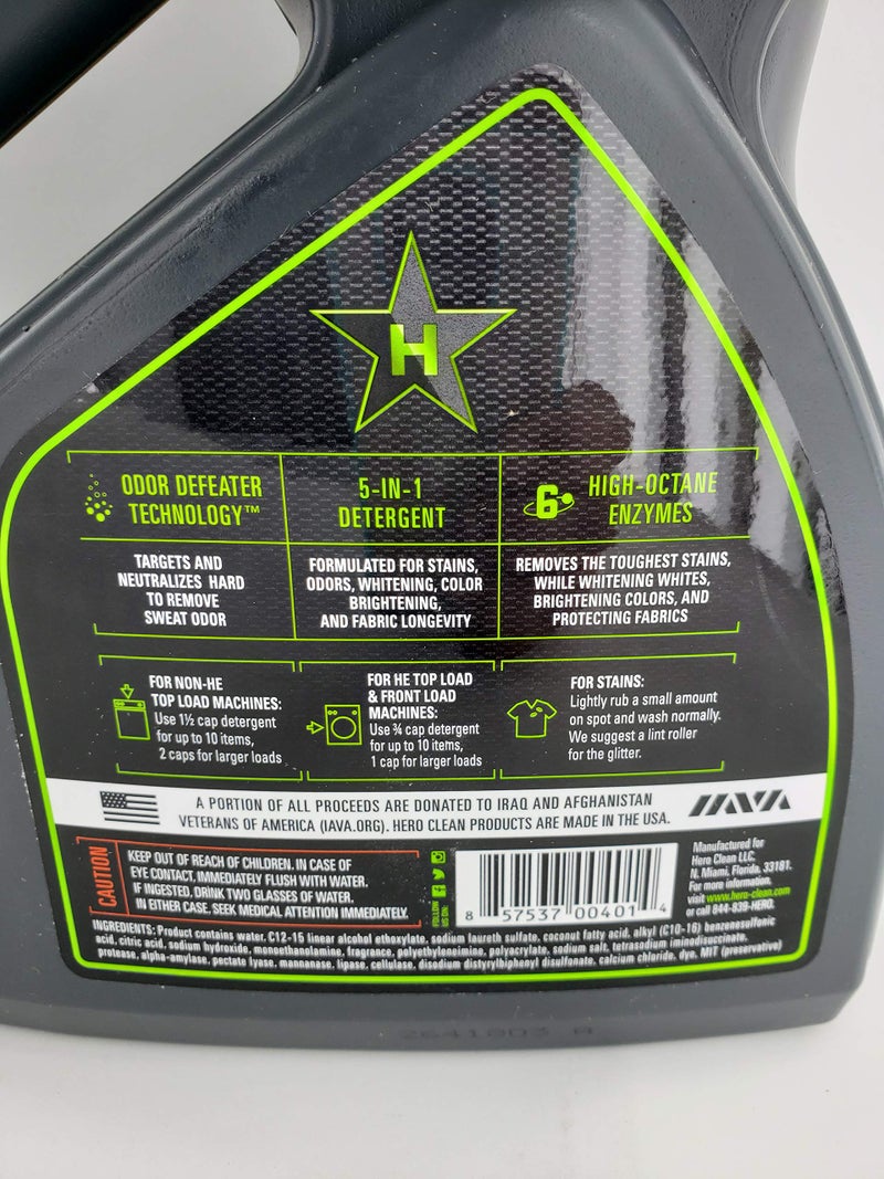 Hero Clean Liquid Laundry Detergent â€“ 5 in 1 Sport + Everyday with World-Class Odor Control, Advanced 7 Enzyme System for Stains. Juniper Scent (50 Oz) - Image 2
