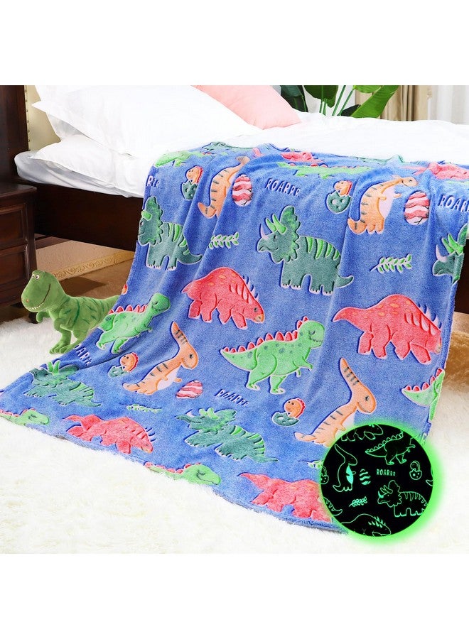 IMUKU IMUKU Dinosaur Blanket Glow in The Dark for Boys Girls - Dinosaur Gifts for Kids Birthday Christmas - Dino Toys for Toddlers, Red Green Throw Blanket Decor for Bed Couch 40"x50"  - Image 1