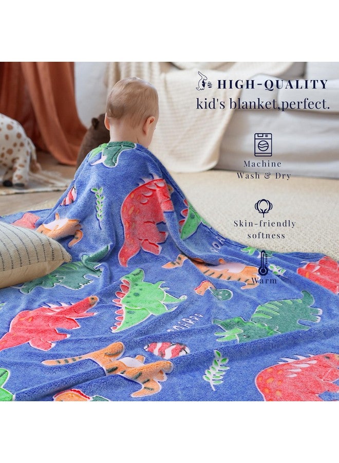 IMUKU IMUKU Dinosaur Blanket Glow in The Dark for Boys Girls - Dinosaur Gifts for Kids Birthday Christmas - Dino Toys for Toddlers, Red Green Throw Blanket Decor for Bed Couch 40"x50"  - Image 4
