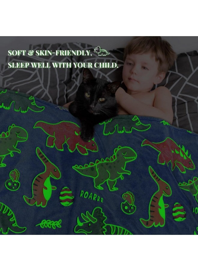 IMUKU IMUKU Dinosaur Blanket Glow in The Dark for Boys Girls - Dinosaur Gifts for Kids Birthday Christmas - Dino Toys for Toddlers, Red Green Throw Blanket Decor for Bed Couch 40"x50"  - Image 3
