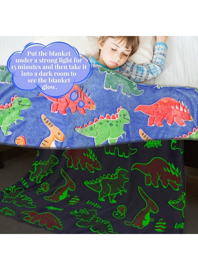 IMUKU IMUKU Dinosaur Blanket Glow in The Dark for Boys Girls - Dinosaur Gifts for Kids Birthday Christmas - Dino Toys for Toddlers, Red Green Throw Blanket Decor for Bed Couch 40"x50"  - Image 5