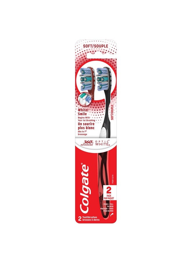 Colgate Colgate 360 Advanced Optic White Toothbrush, Soft, 2 Count  - Image 1