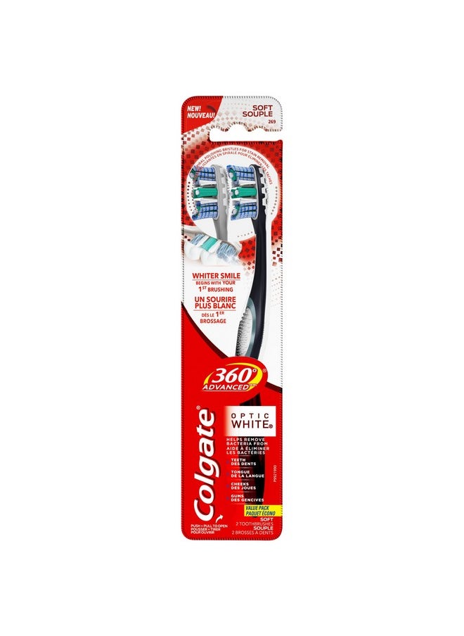 Colgate Colgate 360 Advanced Optic White Toothbrush, Soft, 2 Count  - Image 3