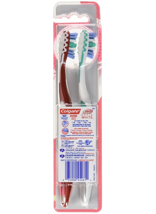 Colgate Colgate 360 Advanced Optic White Toothbrush, Soft, 2 Count  - Image 2