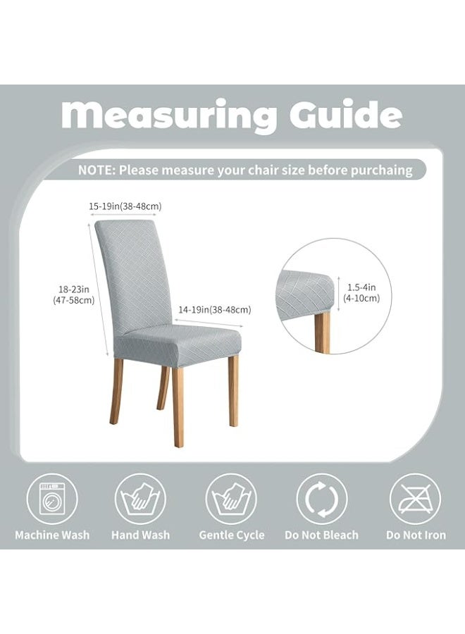 DUNISO 6-Piece Chair Cover Set, Diamond Plaid Jacquard, Super Fit Stretch Fabric, Removable and Washable Chair Protectors for Home, Restaurant - Silver Gray  - Image 5