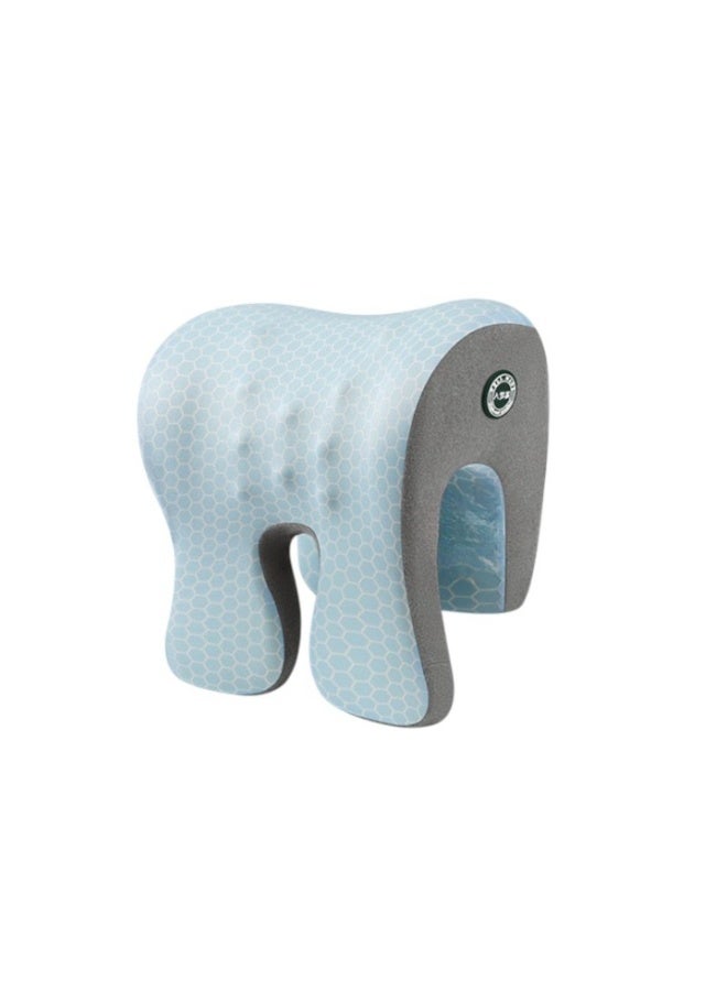 Breathable Lined Memory Foam Office Nap Pillow with Neck Support, Multi-Functional Desk Headrest for Adults & Students, Ergonomic Chair Sleeping Device for Travel, Ice Silk Blue - Image 1