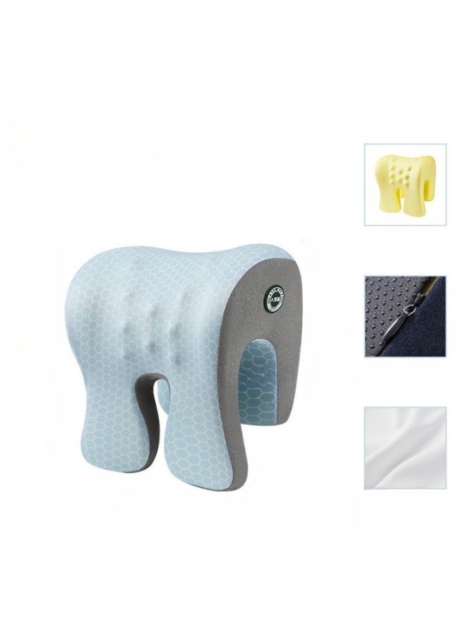 Breathable Lined Memory Foam Office Nap Pillow with Neck Support, Multi-Functional Desk Headrest for Adults & Students, Ergonomic Chair Sleeping Device for Travel, Ice Silk Blue - Image 2