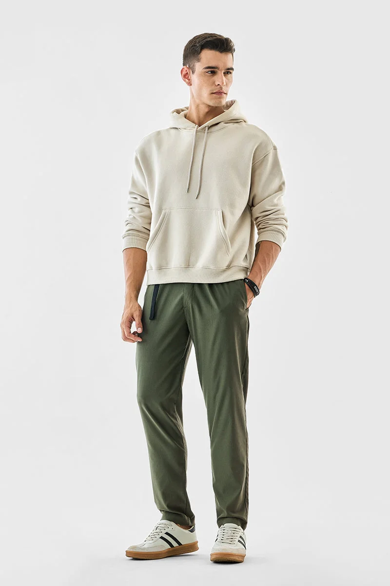 سنيتش Green Textured Relaxed Casual Trousers