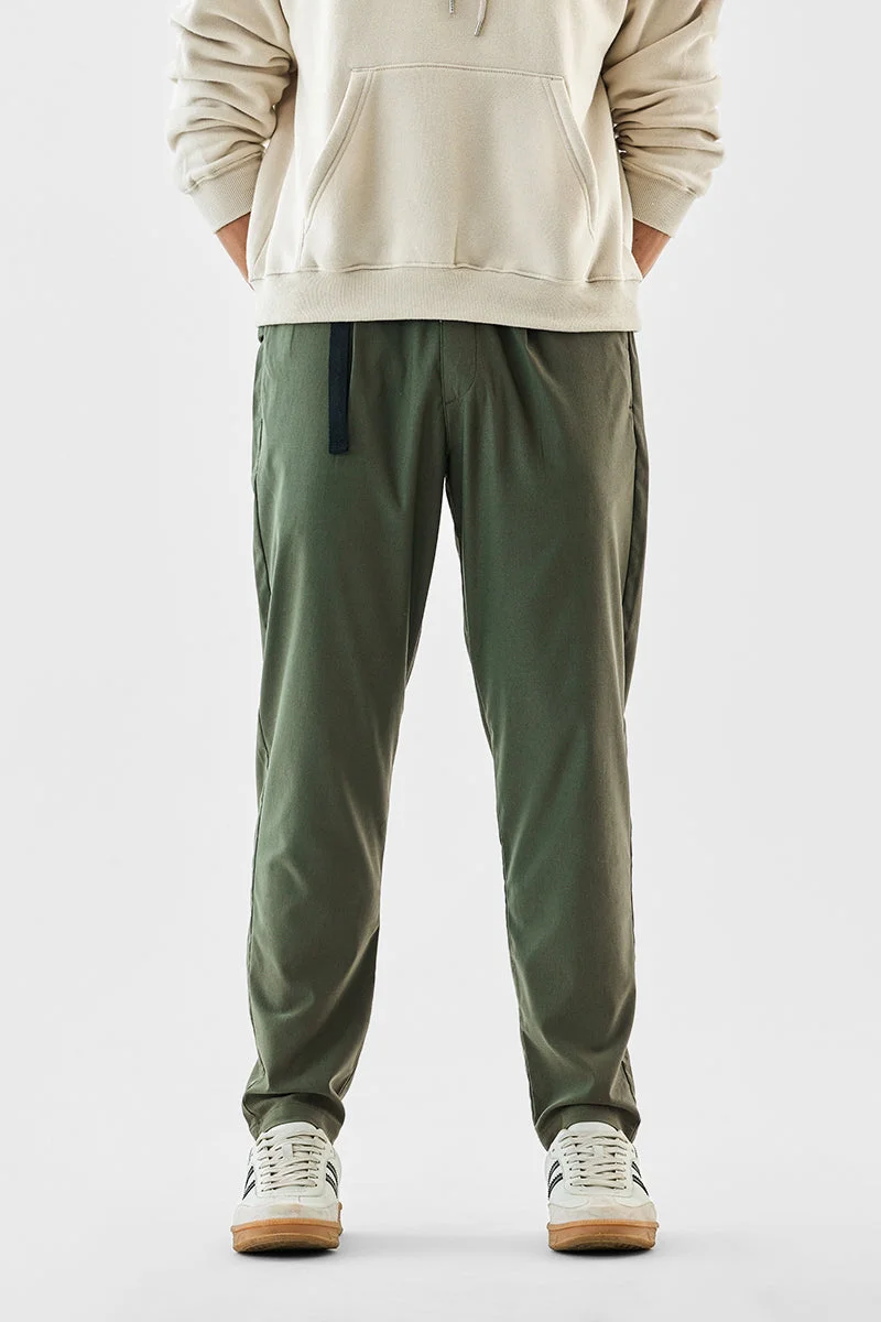 سنيتش Green Textured Relaxed Casual Trousers