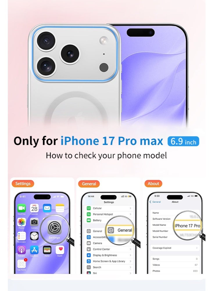 iPhone 17 Pro Max Case with MagSafe, Black Matte Anti-Fingerprint Back, Precision Cutouts & Raised Camera Protection, Strong Magnet Compatible with MagSafe Accessories - Image 2