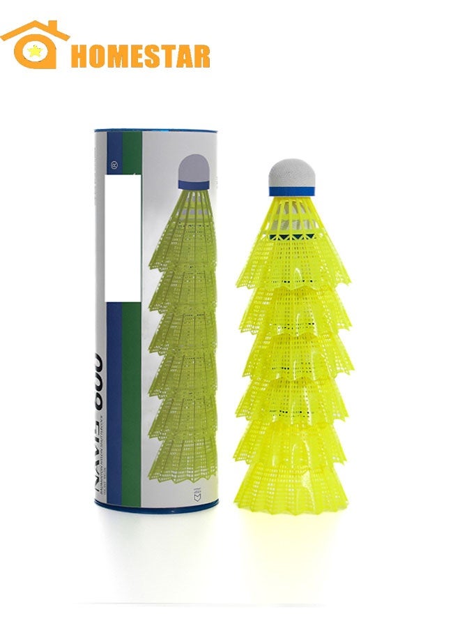 HOMESTAR Badminton Shuttle, 6 Pcs Nylon Badminton Shuttle, Durability, Stability Shuttlecock for Outdoor, Indoor ,Sports, Activities, Training, Yellow - Image 1