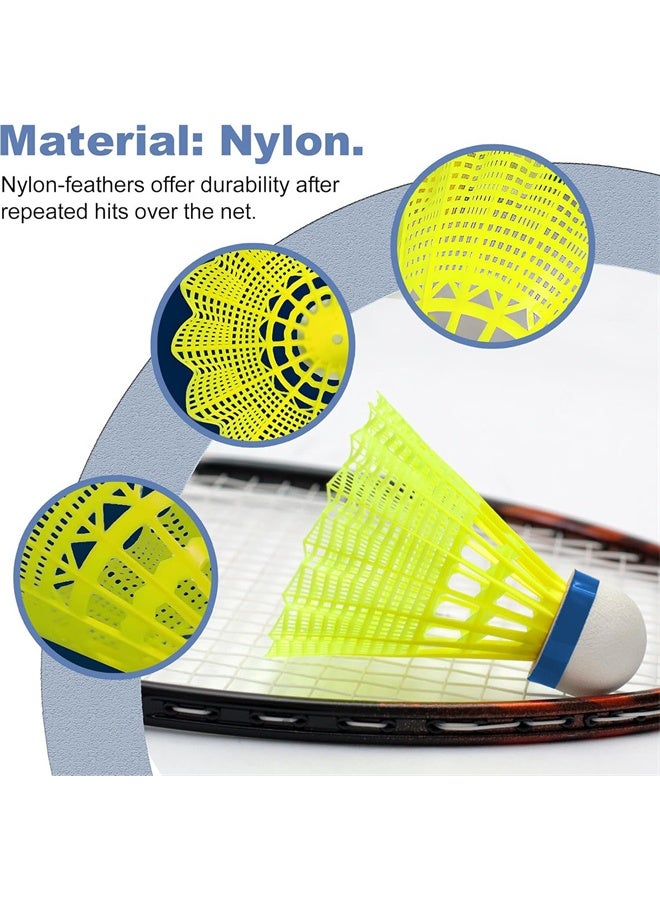 HOMESTAR Badminton Shuttle, 6 Pcs Nylon Badminton Shuttle, Durability, Stability Shuttlecock for Outdoor, Indoor ,Sports, Activities, Training, Yellow - Image 2