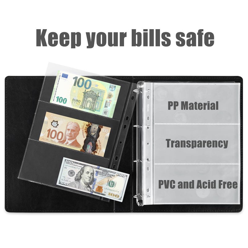 MUDOR Coin and Currency Collection Book Album, Include 130 Pockets Coin Collecting Book Holder, 60 Pockets Paper Money Currency Collection Supplies Holders - Image 4