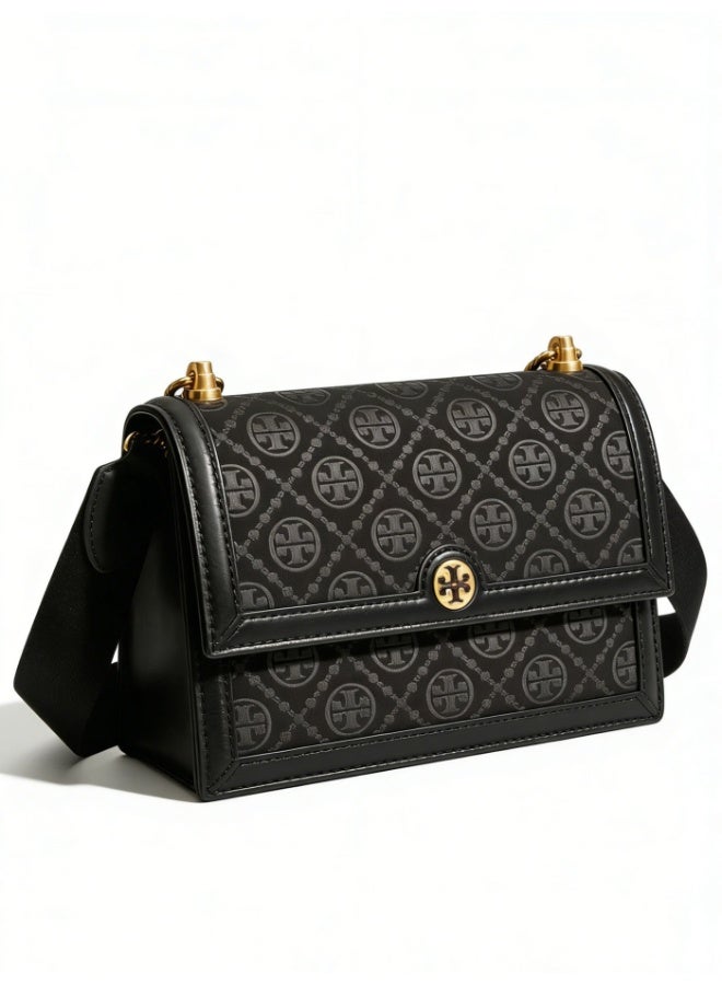 TB women's T-letter combination jacquard shoulder slung camera small bag