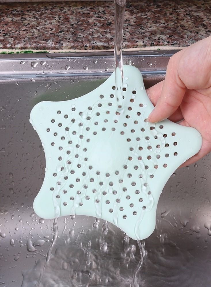 MARGOUN 2-Piece Kitchen Sink Strainer Filter Star Silicone Drain Cap Bathroom Floor Hair Catcher Anti Clogging Shower Drain Cover For Kitchen Bathroom Tub Green - Image 5