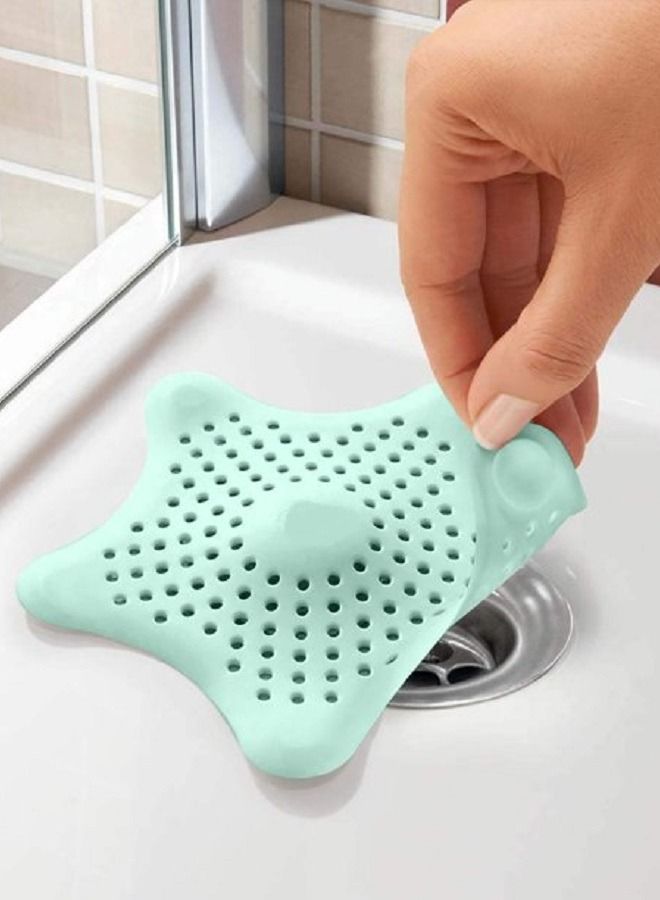 MARGOUN 2-Piece Kitchen Sink Strainer Filter Star Silicone Drain Cap Bathroom Floor Hair Catcher Anti Clogging Shower Drain Cover For Kitchen Bathroom Tub Green - Image 2