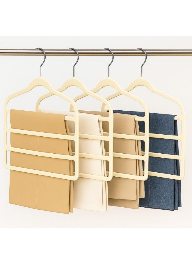 TYCOM Non-Slip Velvet Pants Hangers - (4 Pack) Ultra Thin Space Saving 360 Degree Swivel Hook Pants Hangers Hold Up -to 10 Lbs - 4pcs Beige  - Image 1