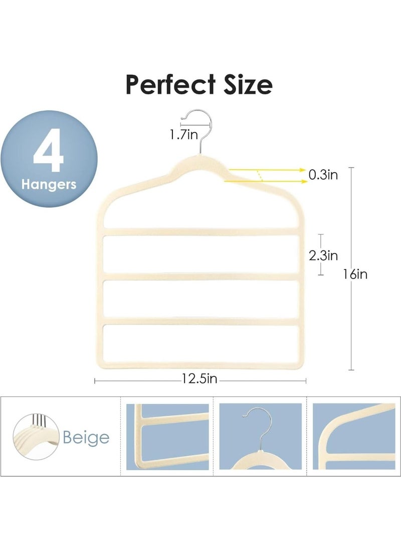TYCOM Non-Slip Velvet Pants Hangers - (4 Pack) Ultra Thin Space Saving 360 Degree Swivel Hook Pants Hangers Hold Up -to 10 Lbs - 4pcs Beige  - Image 4