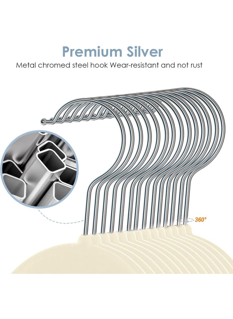 TYCOM Non-Slip Velvet Pants Hangers - (4 Pack) Ultra Thin Space Saving 360 Degree Swivel Hook Pants Hangers Hold Up -to 10 Lbs - 4pcs Beige  - Image 3