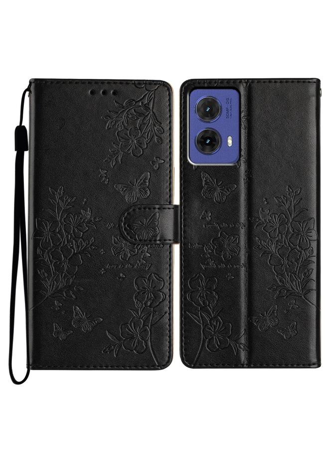 S-TOP Case For Motorola Moto G85 Butterflies and Flowers Leather Phone Case - Image 1