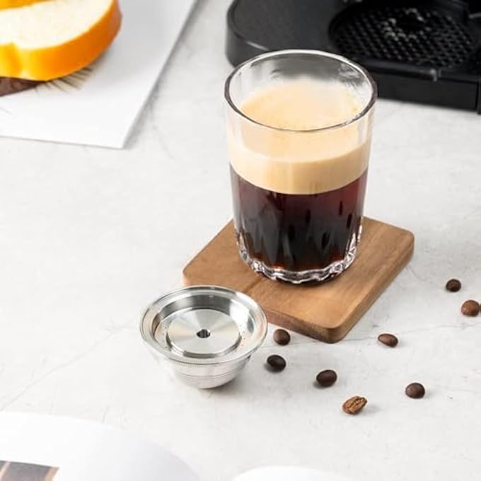 Azonee Stainless Steel Refillable Coffee Pods Refillable Stainless Steel Coffee Capsule Compatible For Nespresso Vertuoline Reusable Pods Nespresso Vertuo Plus Machines 70Ml - Image 5