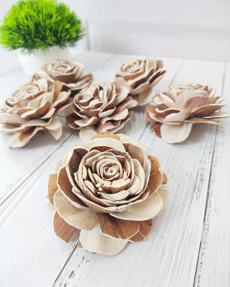 JOYNAGAR Eco-Friendly Sola Wood Raizel Flowers Pack of 10 pcs | Handcrafted Sustainable Floral Decor | Natural & Biodegradable | Wedding, Home, and Event Decoration (6 cm) - Image 1