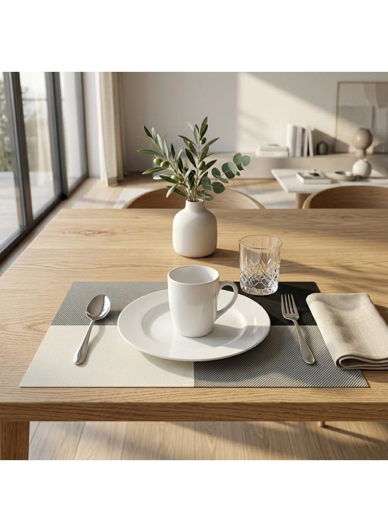 6-Piece PVC Table Placemats Set, Waterproof and Stain Resistant Dining Table Mats, Easy to Clean Heat Resistant Tableware Pads - Grey - 45x30x0.1 سم - Image 4