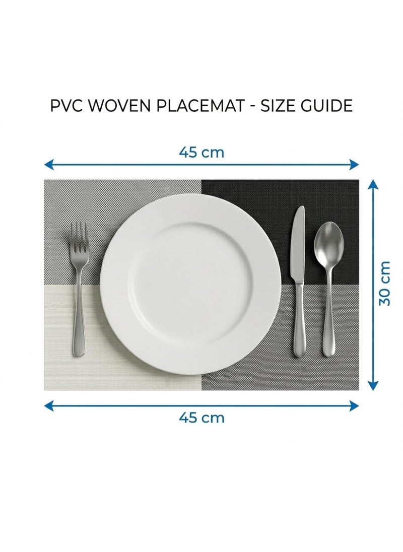 6-Piece PVC Table Placemats Set, Waterproof and Stain Resistant Dining Table Mats, Easy to Clean Heat Resistant Tableware Pads - Grey - 45x30x0.1 سم - Image 5