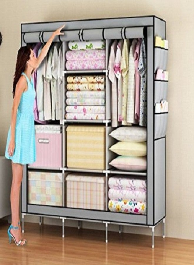 GRAZIA Portable Foldable Collapsible DIY Storage Rack Wardrobe Cabinet with Side Pockets on Both-Sides for Baby/Kids/Adult (Black, 70-inch) - Image 4