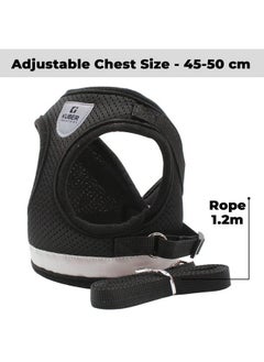 Kuber Industries Dog Harness With Adjustable Leash|Breathable Polyester Mesh Fabric |Xl Size|Ht-844|Comfortable No-Pull Grip|Quick Release Buckles|Black  - Image 2