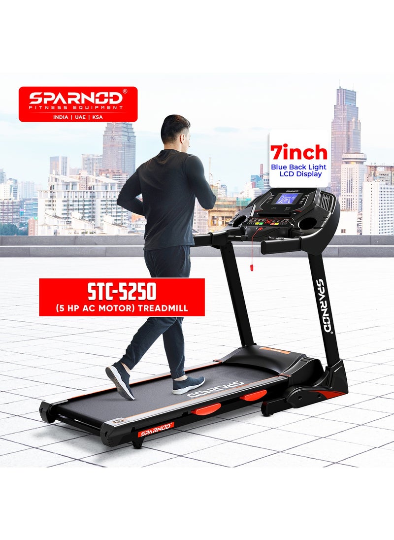STC-5250 (5 Hp Ac Motor) Semi-Commercial Treadmill (Free Installation Service) - Automatic Motorized Walking & Running Machine With Auto Incline