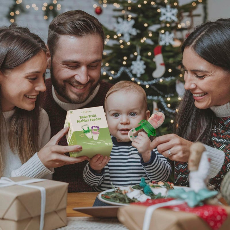 ashtonbee Baby Fruit Feeder, Teething Pacifier for Fruits, Veggies, or Frozen Milk, Food-Grade Silicone Teethers for Babies 6-12 Months, Baby Essentials for Teething Relief - Apple Green and Lychee Pink - Image 3