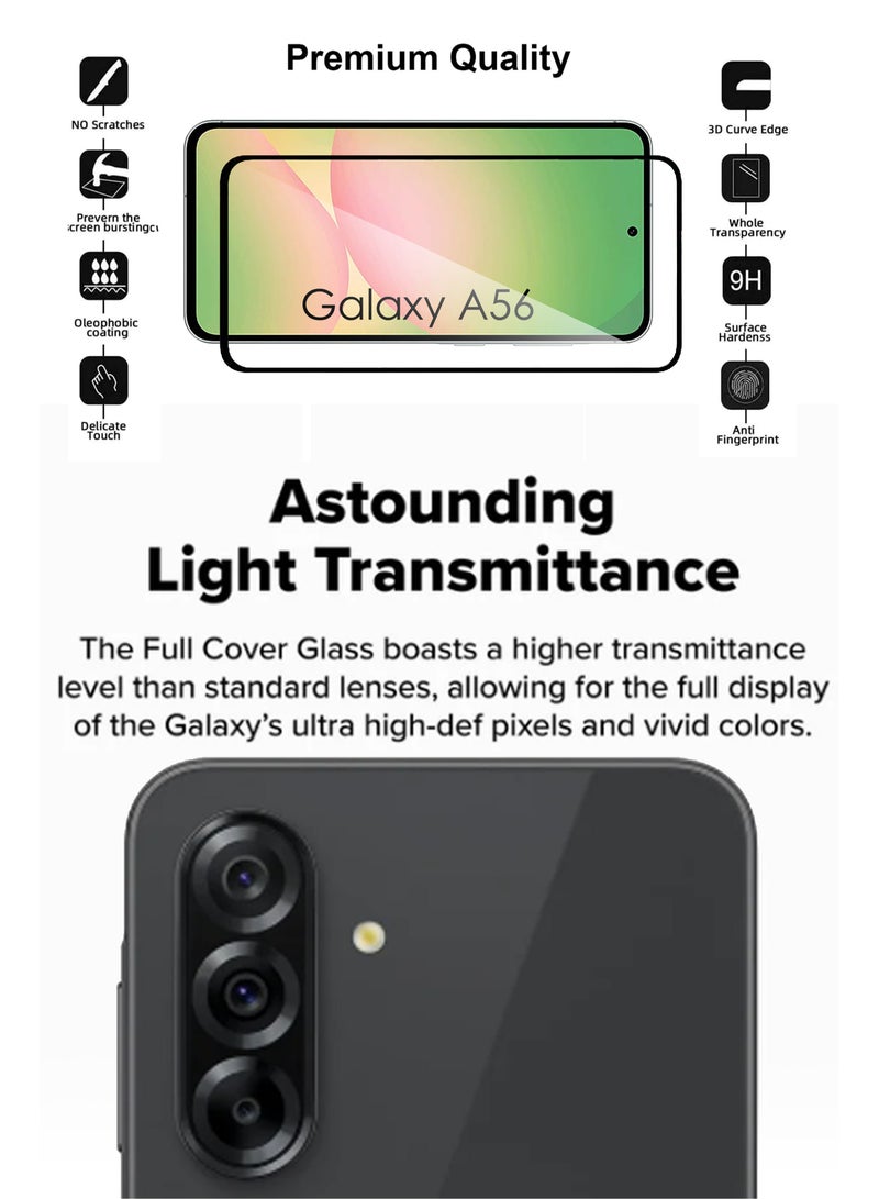 حماية الشاشة والكاميرا 2 في 1 لجهاز سامسونج جالاكسي A56 - درع شفاف عالي التغطية لحماية من الخدوش والصدمات - حماية الشاشة والكاميرا لجهاز سامسونج جالاكسي A56 - Image 2