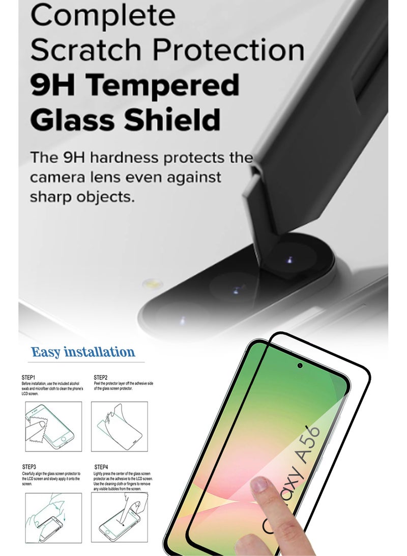 حماية الشاشة والكاميرا 2 في 1 لجهاز سامسونج جالاكسي A56 - درع شفاف عالي التغطية لحماية من الخدوش والصدمات - حماية الشاشة والكاميرا لجهاز سامسونج جالاكسي A56 - Image 4