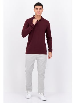 French Connection Men Regular Fit Long Sleeves Brand Logo Polo Shirt, Maroon  - Image 4