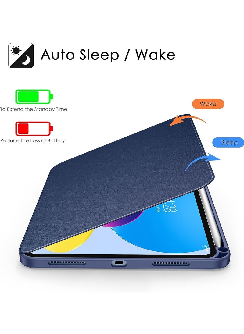 روك بو - جراب دوار لجهاز iPad Air 11 بوصة (M3/M2) 2025/2024، جراب iPad Air 5 10.9 بوصة (2022)/Air 4 10.9 بوصة (2020) مع حامل قلم رصاص، حامل ثلاثي الطيات، غطاء مقاوم للصدمات يدور 360 درجة، ظهر شفاف، تنبيه/سكون تلقائي - Image 1