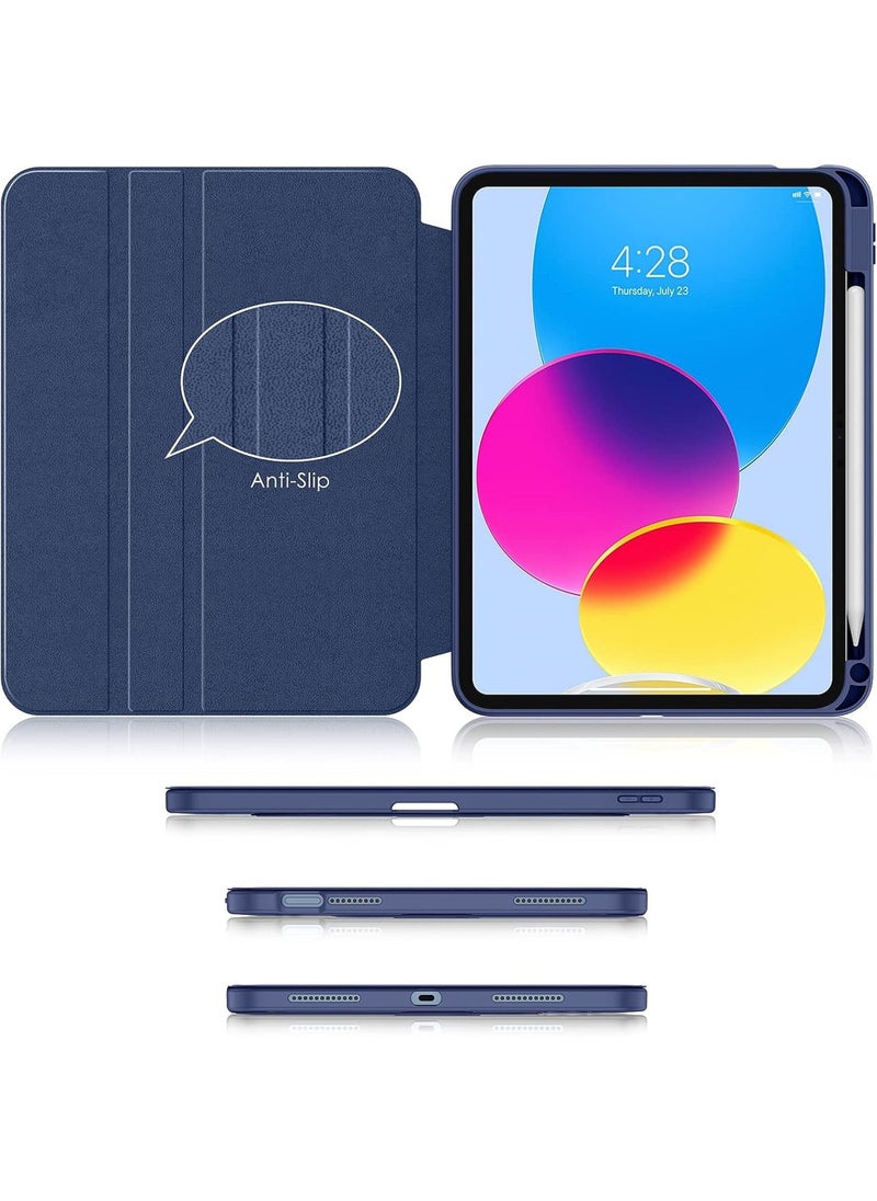 روك بو - جراب دوار لجهاز iPad Air 11 بوصة (M3/M2) 2025/2024، جراب iPad Air 5 10.9 بوصة (2022)/Air 4 10.9 بوصة (2020) مع حامل قلم رصاص، حامل ثلاثي الطيات، غطاء مقاوم للصدمات يدور 360 درجة، ظهر شفاف، تنبيه/سكون تلقائي - Image 1