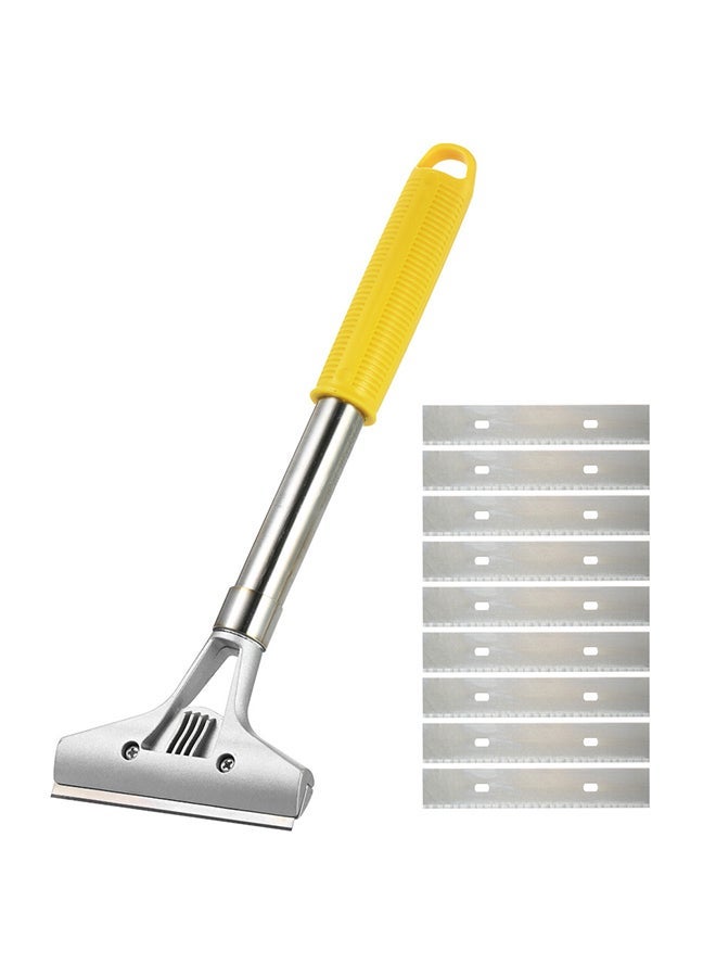 NIBEMINENT Tu-Q405-300Mm Multifunctional Floor Wall Scraper + 9 Replacement Blades Cleaning Tools Silver 0.301kg