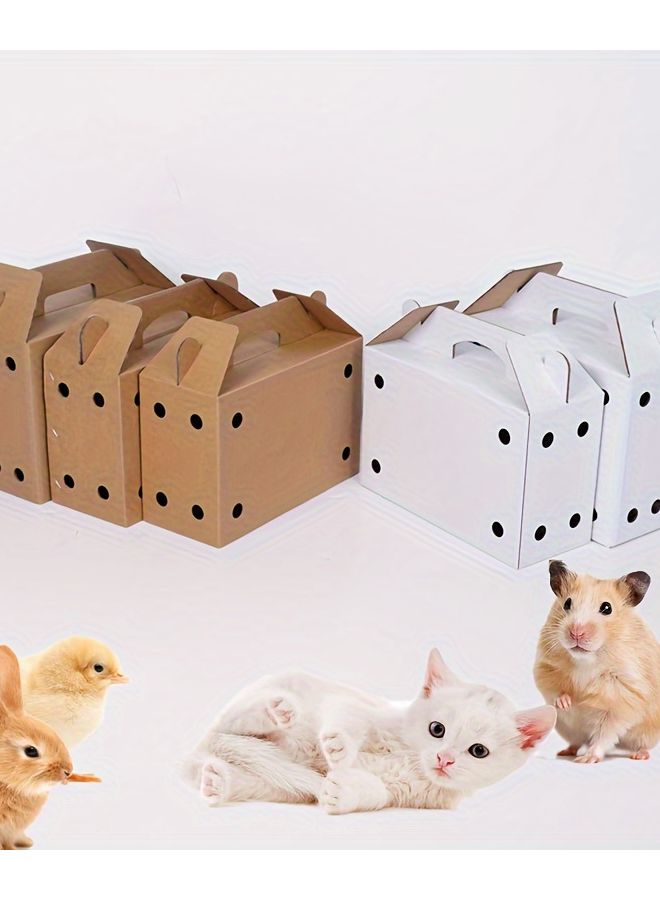 3 قطع من حاملات السفر المحمولة للحيوانات الأليفة المصنوعة من الورق المقوى، صندوق مهوي للحيوانات الصغيرة - Image 5
