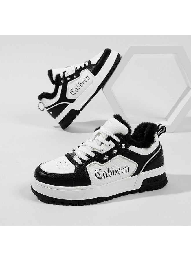 Cabbeen Winter Warm Cotton Shoes 25-year New Style Thick-sole Fleece Casual Men's Shoes Versatile Trendy Sneakers White Shoes Men - Image 2