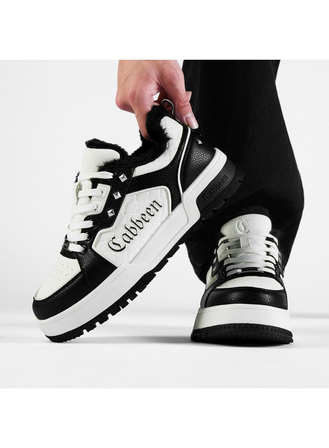 Cabbeen Winter Warm Cotton Shoes 25-year New Style Thick-sole Fleece Casual Men's Shoes Versatile Trendy Sneakers White Shoes Men - Image 4