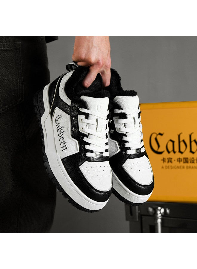 Cabbeen Winter Warm Cotton Shoes 25-year New Style Thick-sole Fleece Casual Men's Shoes Versatile Trendy Sneakers White Shoes Men - Image 3