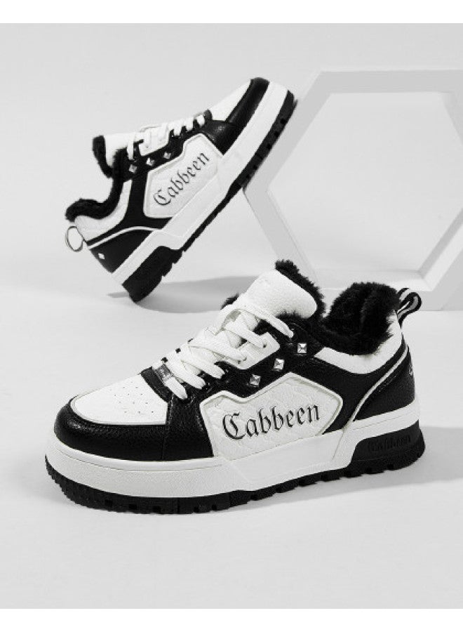 Cabbeen Winter Warm Cotton Shoes 25-year New Style Thick-sole Fleece Casual Men's Shoes Versatile Trendy Sneakers White Shoes Men - Image 1