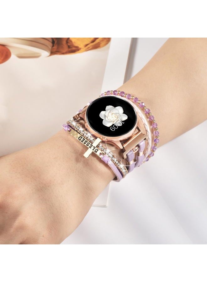 Fancywrist Boho Leather Bracelet for Samsung Galaxy Watch 7/6/5/4 Band 40 44mm Women, 20mm Handmade Multilayer Adjustable Bracelets Strap for Galaxy Watch 6 Classic 43mm/Watch 5 Pro / Watch4 Classic 42mm/Active2 - Image 4