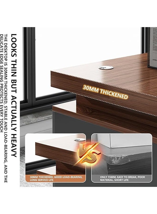 keke Modern Multifunctional Computer Table Home Office Writing Workstation with Storage Shelves 120 CM - Image 5