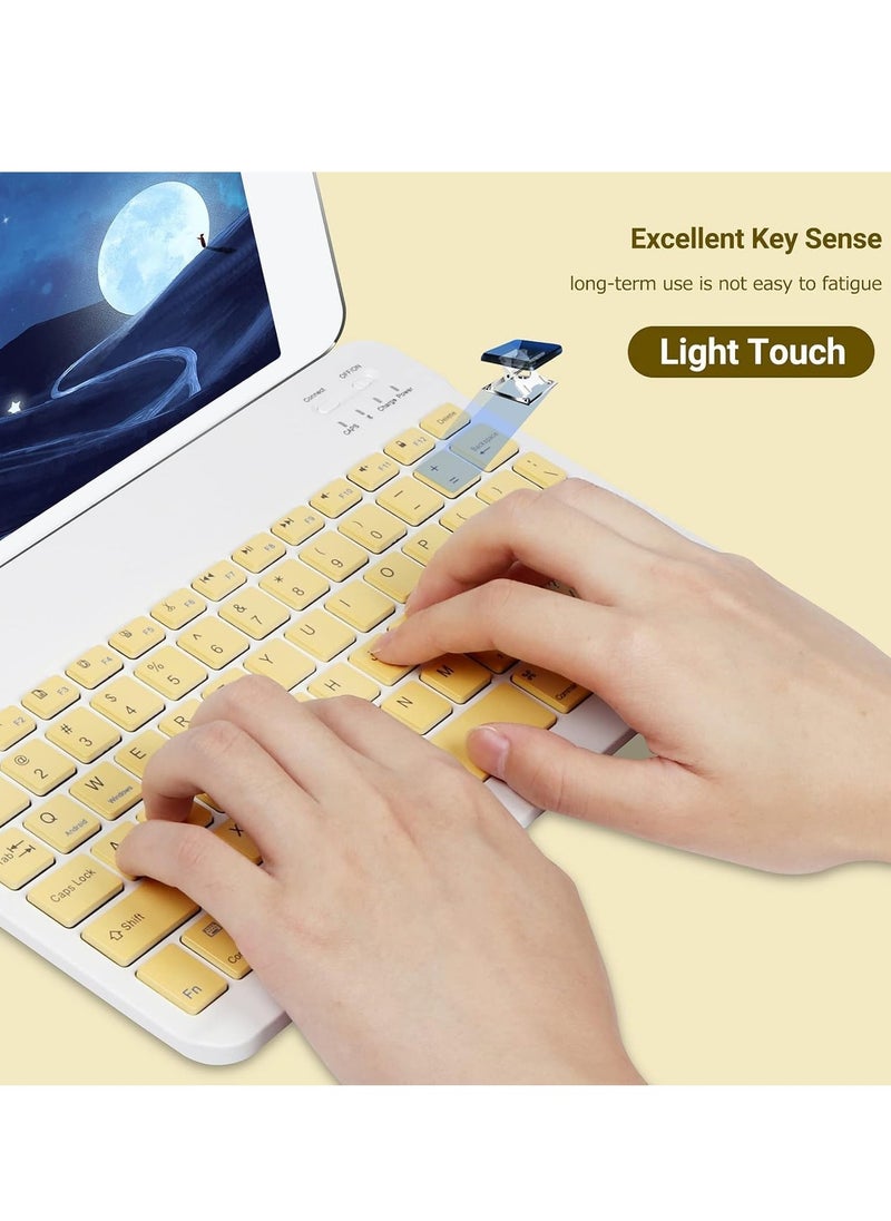 GULFLINK Wireless Bluetooth Rechargeable Keyboard, Multi-Device Universal Bluetooth Keyboard, Portable Keyboard, Suitable for iOS Android, Windows iPad, Tablets MacBook (Yellow)  - Image 2