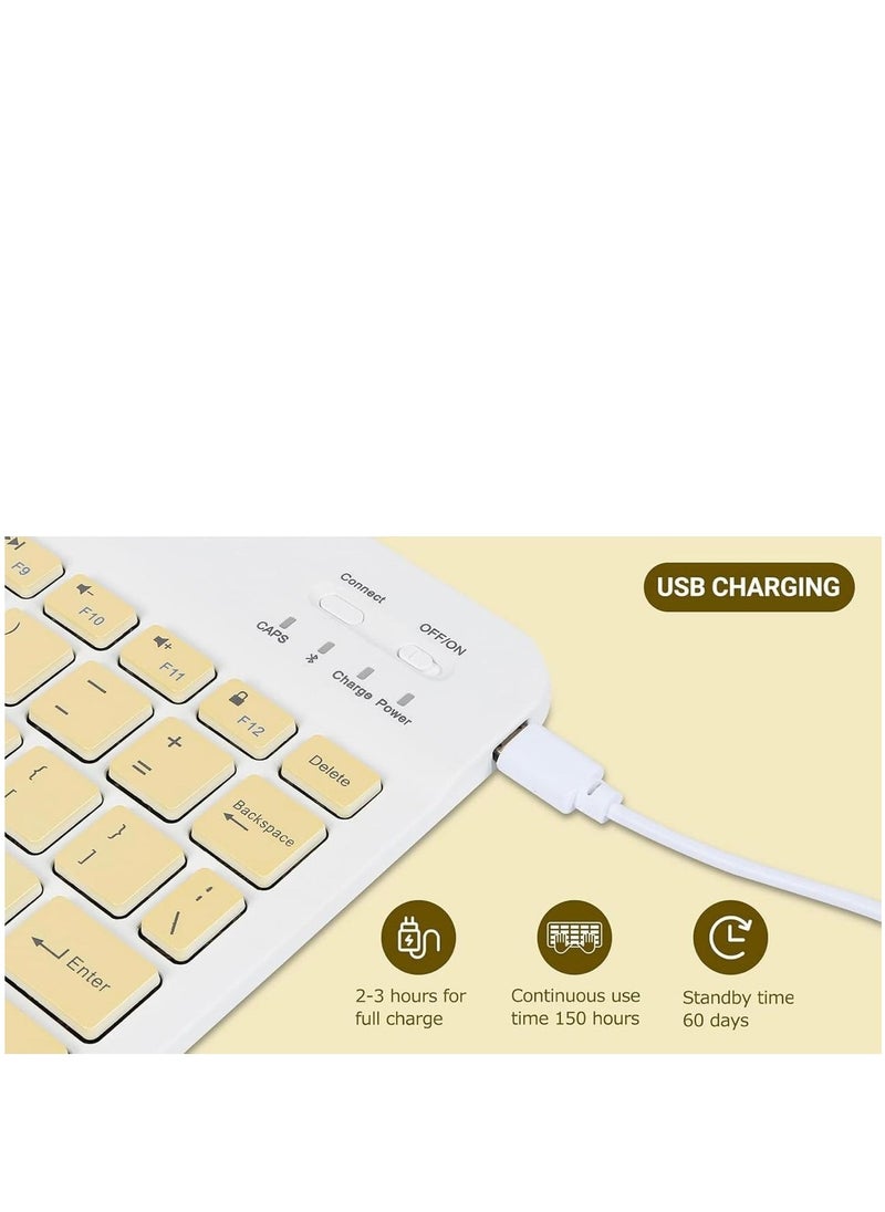 GULFLINK Wireless Bluetooth Rechargeable Keyboard, Multi-Device Universal Bluetooth Keyboard, Portable Keyboard, Suitable for iOS Android, Windows iPad, Tablets MacBook (Yellow)  - Image 5